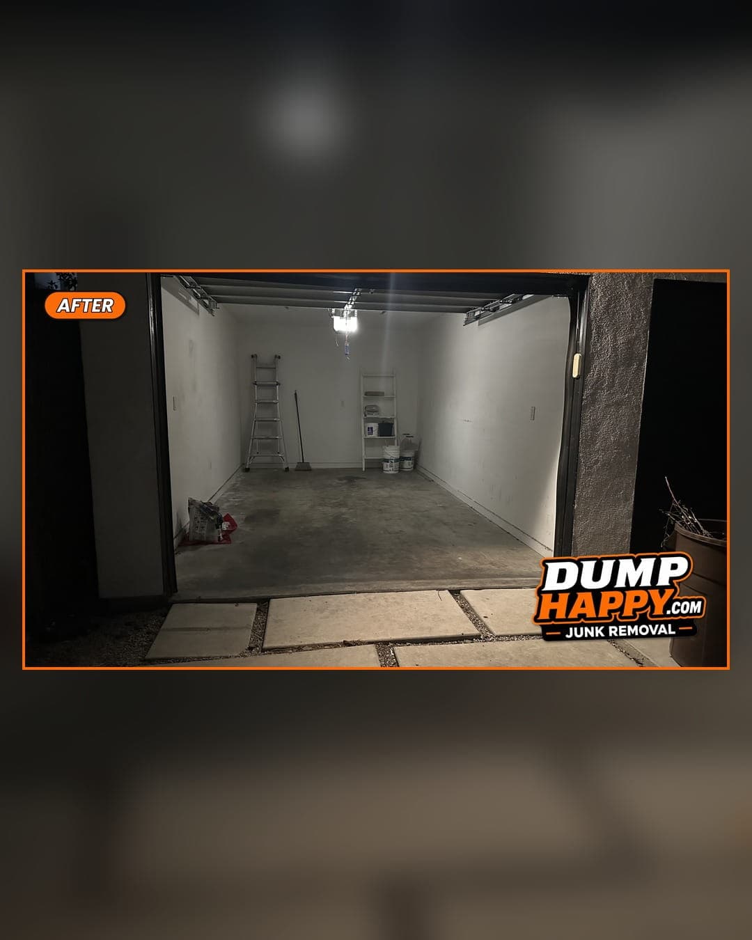 Empty, swept garage floor after Dump Happy's garage clean-out service